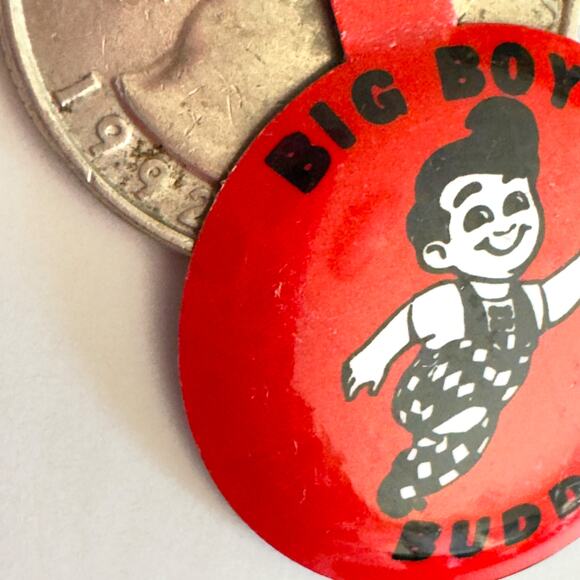 Vintage Big Boy Buddy Fold Over Pin Tab Badge 1950s Restaurant Promo Original - Picture 6 of 12